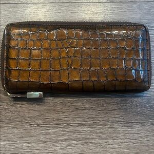 Abas Brown Crocodile Embossed Wallet